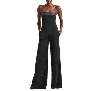 *NWT* Ralph Lauren Black Strapless Wide-Leg Jumpsuit with Trim (Small)